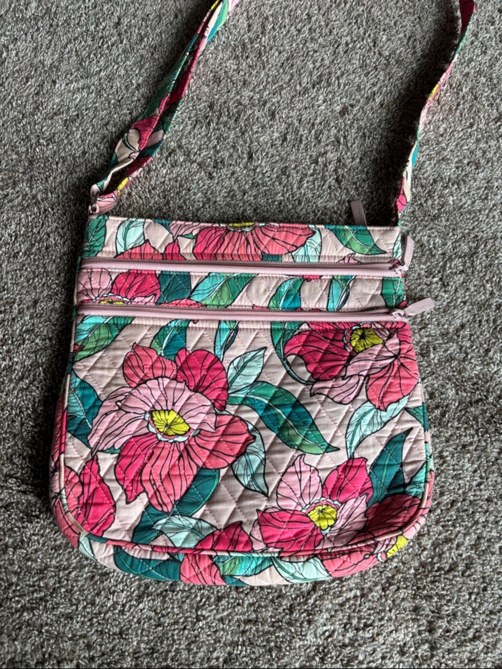 Vera Bradley Floral Quilted Crossbody Bag in Pink